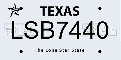 LSB7440 Texas License Plate