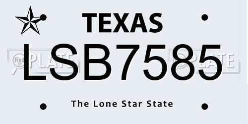 LSB7585 Texas License Plate