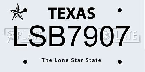 LSB7907 Texas License Plate