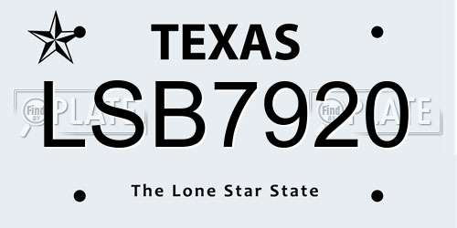 LSB7920 Texas License Plate