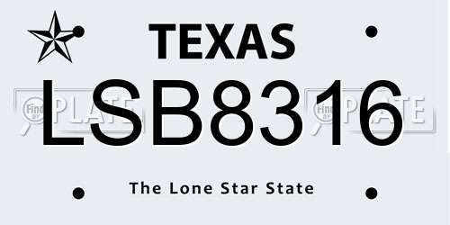 LSB8316 Texas License Plate