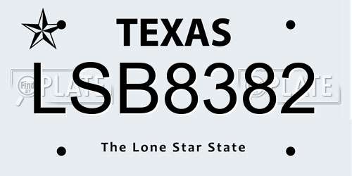 LSB8382 Texas License Plate