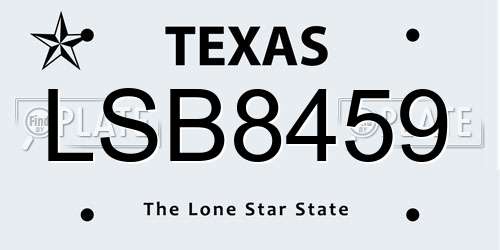 LSB8459 Texas License Plate