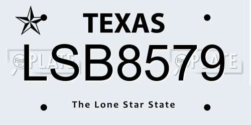 LSB8579 Texas License Plate