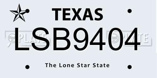 LSB9404 Texas License Plate