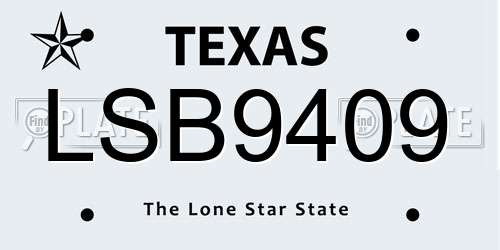 LSB9409 Texas License Plate