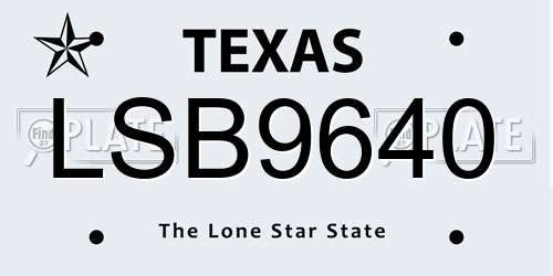 LSB9640 Texas License Plate