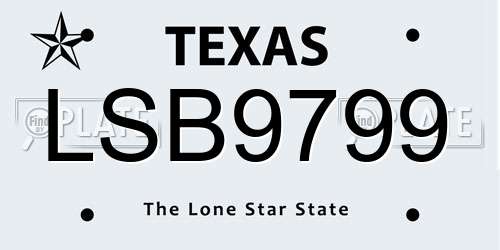 LSB9799 Texas License Plate