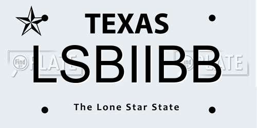 LSBIIBB Texas License Plate