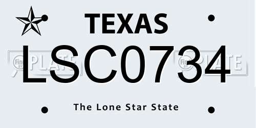 LSC0734 Texas License Plate