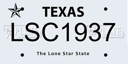 LSC1937 Texas License Plate