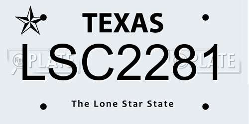 LSC2281 Texas License Plate