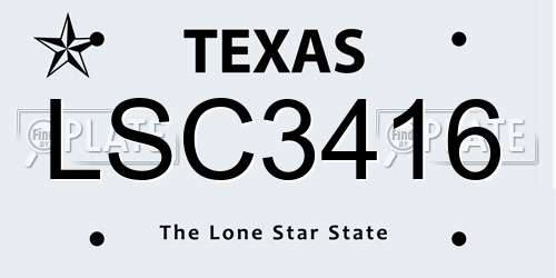 LSC3416 Texas License Plate