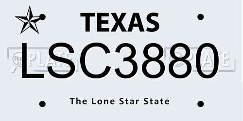 LSC3880 Texas License Plate