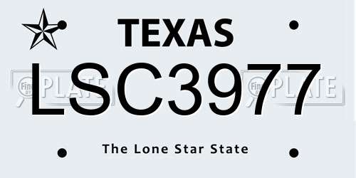 LSC3977 Texas License Plate