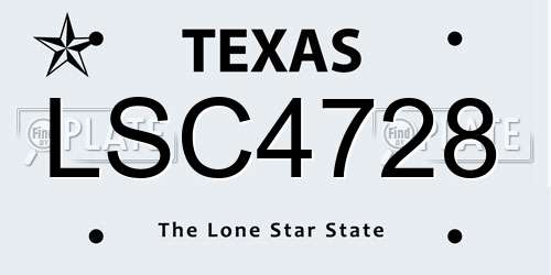 LSC4728 Texas License Plate