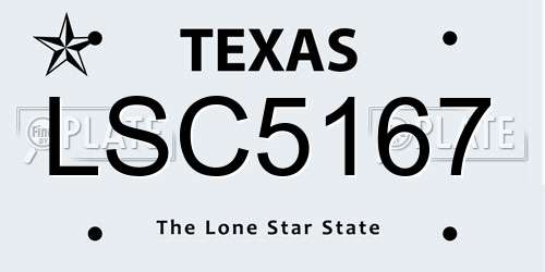 LSC5167 Texas License Plate