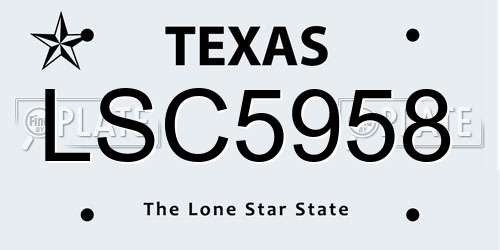 LSC5958 Texas License Plate