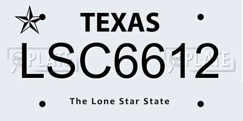 LSC6612 Texas License Plate