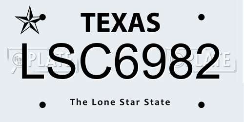 LSC6982 Texas License Plate