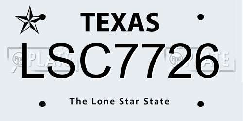 LSC7726 Texas License Plate