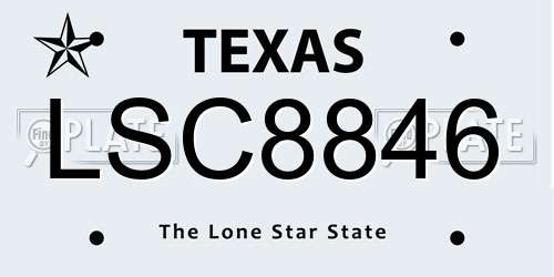 LSC8846 Texas License Plate