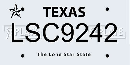 LSC9242 Texas License Plate