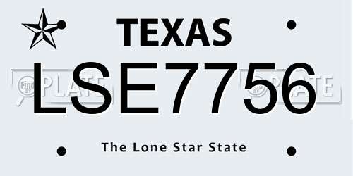LSE7756 Texas License Plate