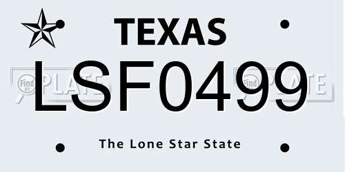 LSF0499 Texas License Plate