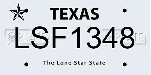 LSF1348 Texas License Plate
