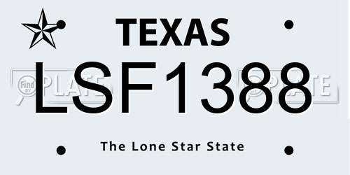 LSF1388 Texas License Plate