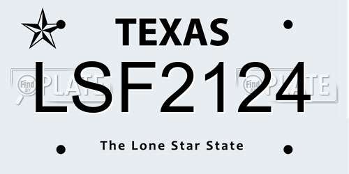 LSF2124 Texas License Plate