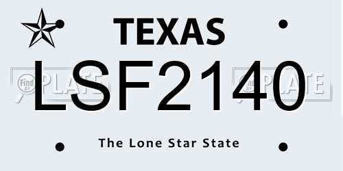 LSF2140 Texas License Plate