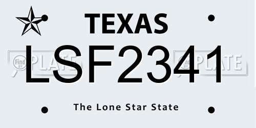 LSF2341 Texas License Plate