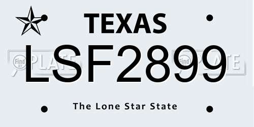 LSF2899 Texas License Plate