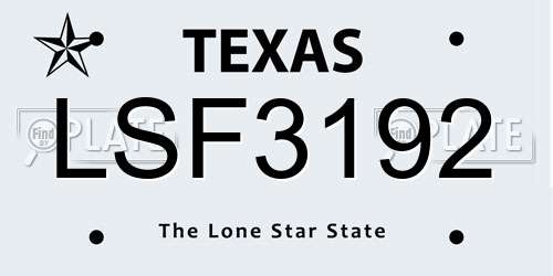 LSF3192 Texas License Plate