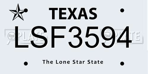 LSF3594 Texas License Plate