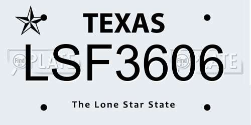 LSF3606 Texas License Plate