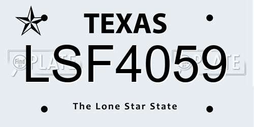 LSF4059 Texas License Plate