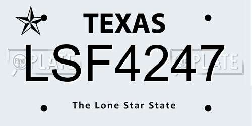 LSF4247 Texas License Plate