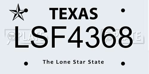 LSF4368 Texas License Plate