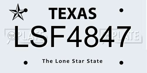 LSF4847 Texas License Plate