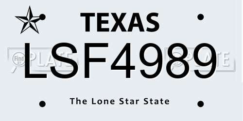 LSF4989 Texas License Plate