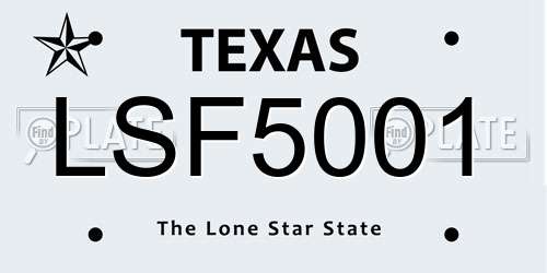 LSF5001 Texas License Plate