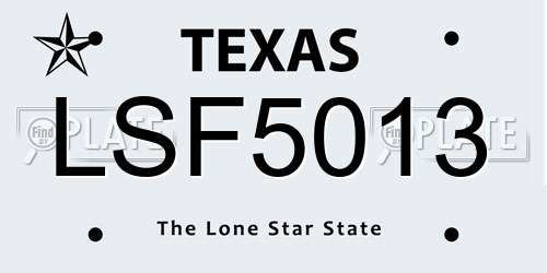 LSF5013 Texas License Plate