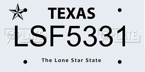 LSF5331 Texas License Plate