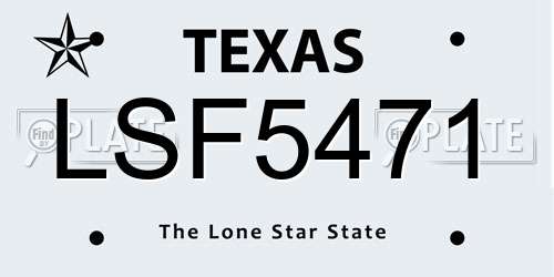 LSF5471 Texas License Plate