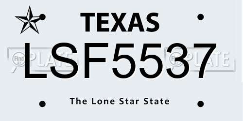 LSF5537 Texas License Plate