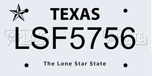 LSF5756 Texas License Plate
