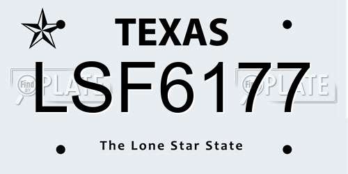 LSF6177 Texas License Plate